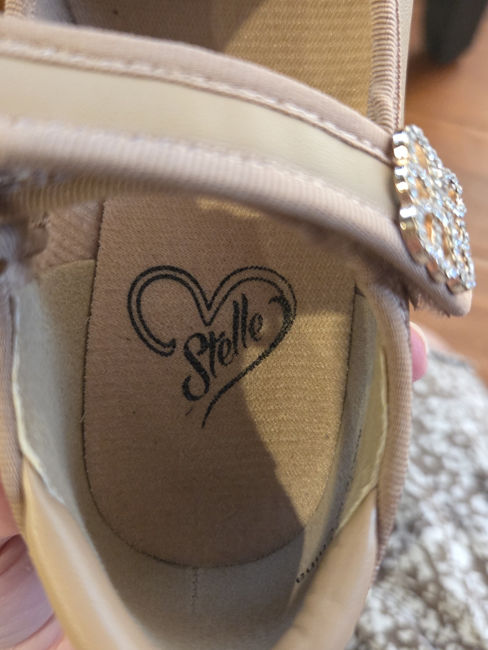 Tan Toddler Tap Shoes Velcro With Rhinestone Flower - Picture 5 of 6